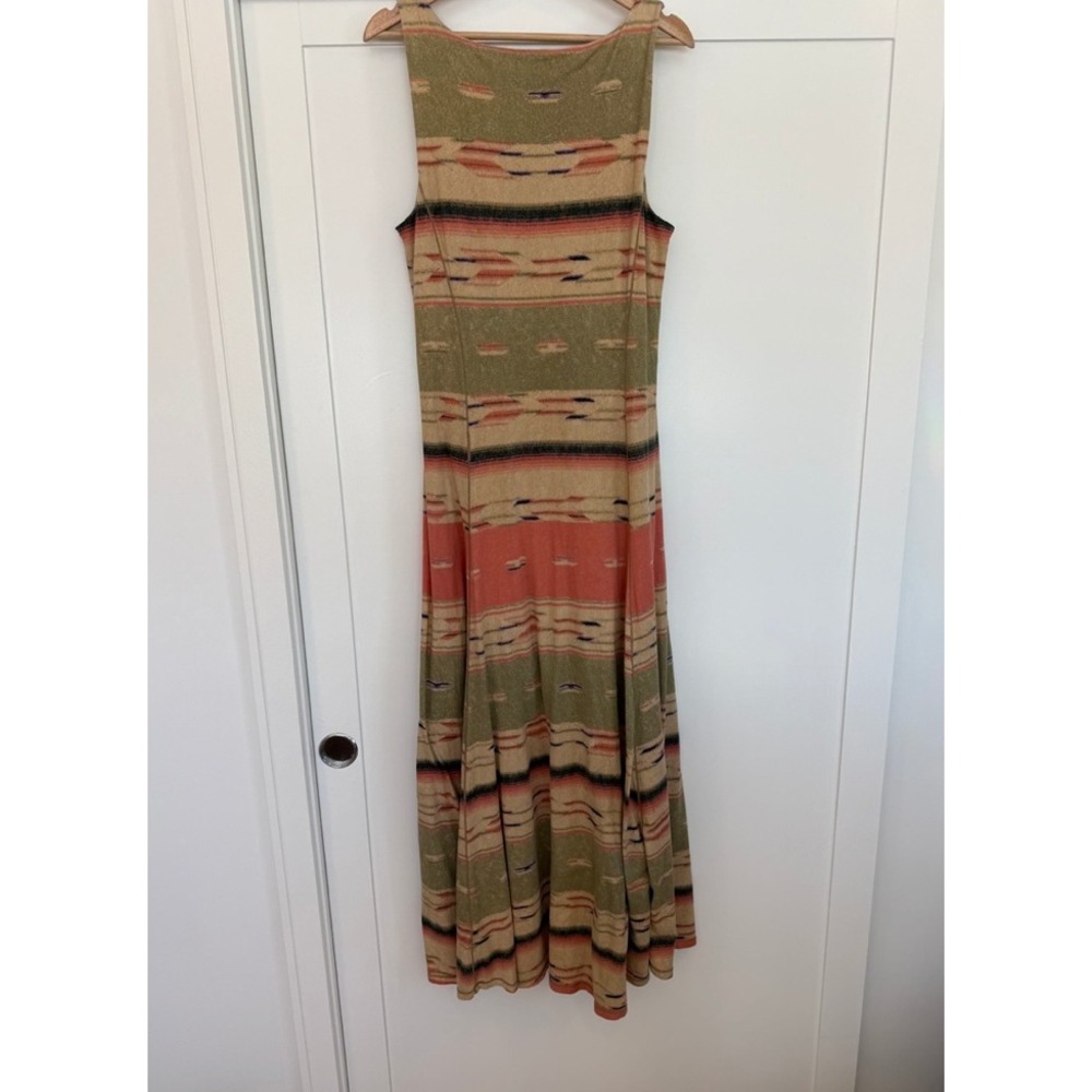 Ralph Lauren Southwestern Aztec Boho Maxi Dress Smocked Tiered Coastal Cowgirl - Picture 7 of 8